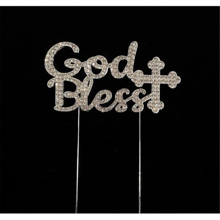 TIAN SWEET God Bless Rhinestone Cake Toppers Silver 33014GB